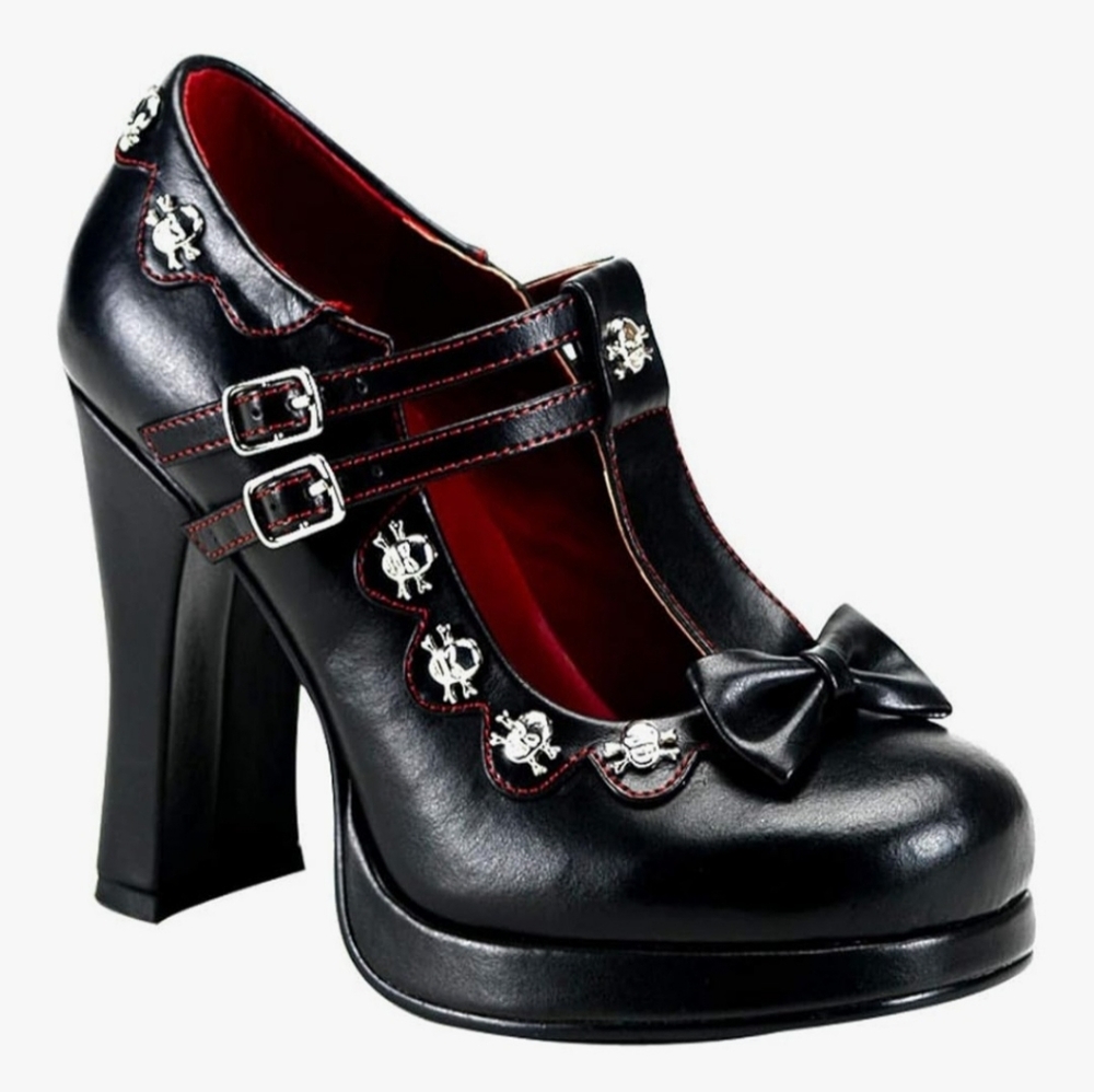 Pleaser Demonia Crypto-06 Black/Red Platform Heels